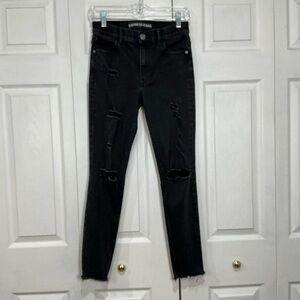 🌷 Express Ankle Legging High Rise Black Distressed Denim Jeans - Size 4 / 27